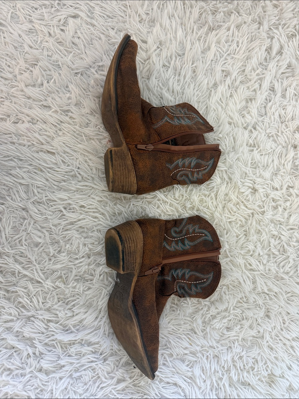 Roper Brown Leatherette Embroidered Ankle Boots